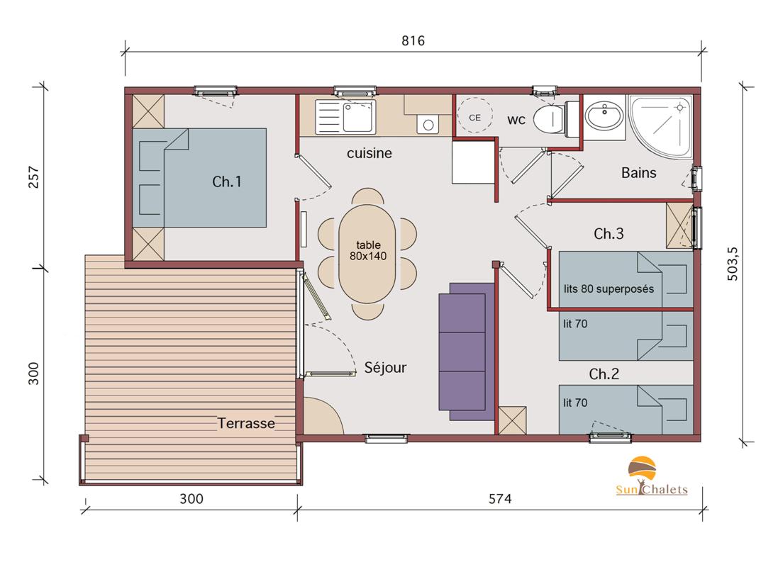 Plan Modèles 3 chambres A35-3