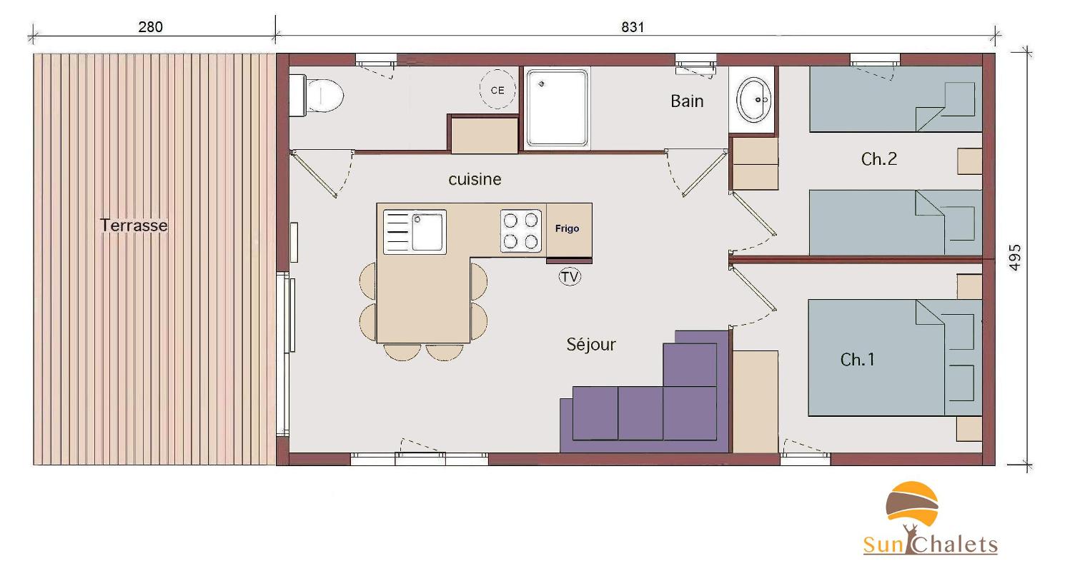 Plan Modèles 2 chambres H40-2