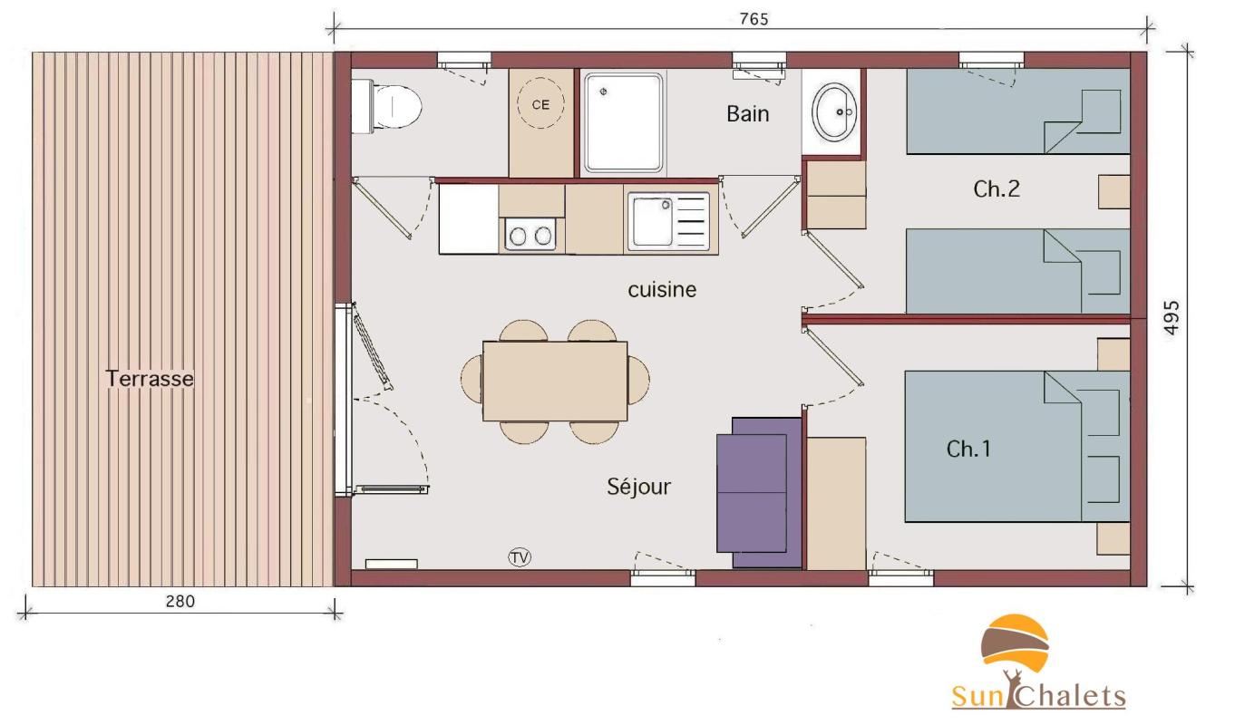 Plan Modèles 2 chambres S35-2